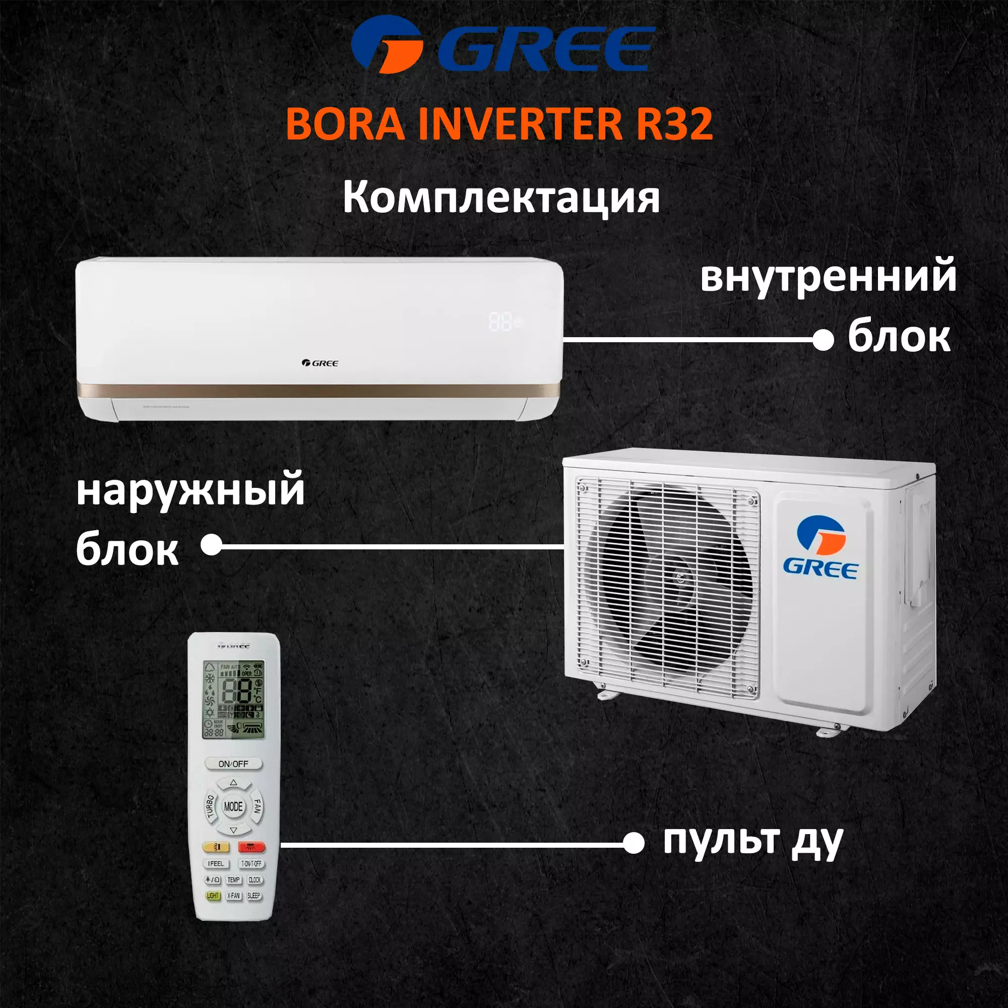 Инверторный кондиционер Gree GWH09AAAXA-K6DNA2C Bora Inverter R32 купить в  Кирове